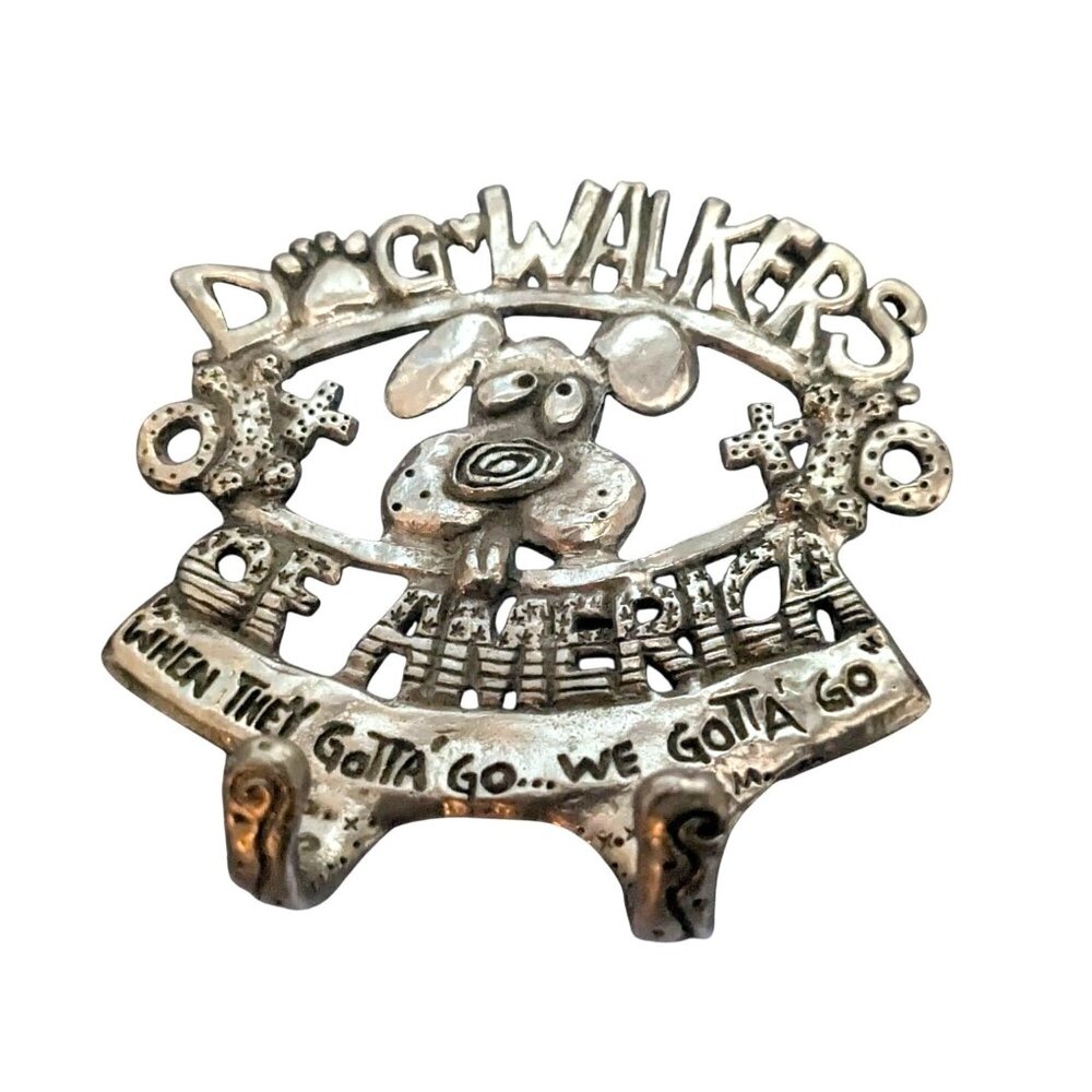 Dog Walkers of America Metal Leash Hook Pewter 3.5 x 3.5 in Fun Pet Decor